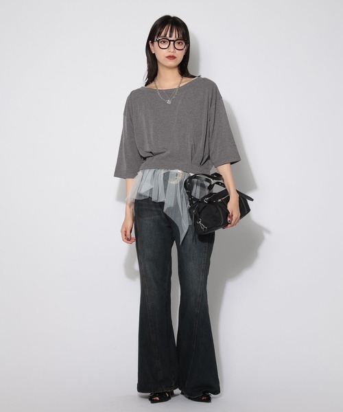 PAGEBOY(ページボーイ)の「【マルチWAYネック】ルーズネックショートタックT(Tシャツ/カットソー・レディース・グレー/オフホワイト/ブラック・FREE)」の13枚目の写真