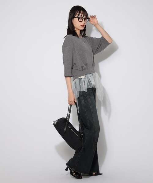 PAGEBOY(ページボーイ)の「【マルチWAYネック】ルーズネックショートタックT(Tシャツ/カットソー・レディース・グレー/オフホワイト/ブラック・FREE)」の14枚目の写真