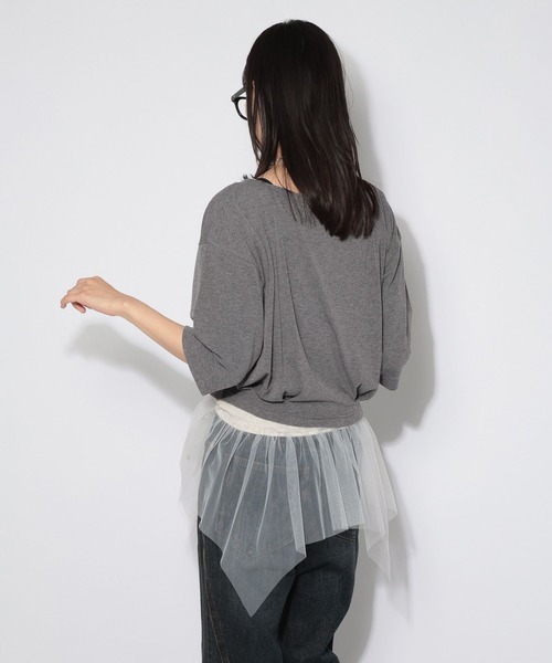 PAGEBOY(ページボーイ)の「【マルチWAYネック】ルーズネックショートタックT(Tシャツ/カットソー・レディース・グレー/オフホワイト/ブラック・FREE)」の12枚目の写真
