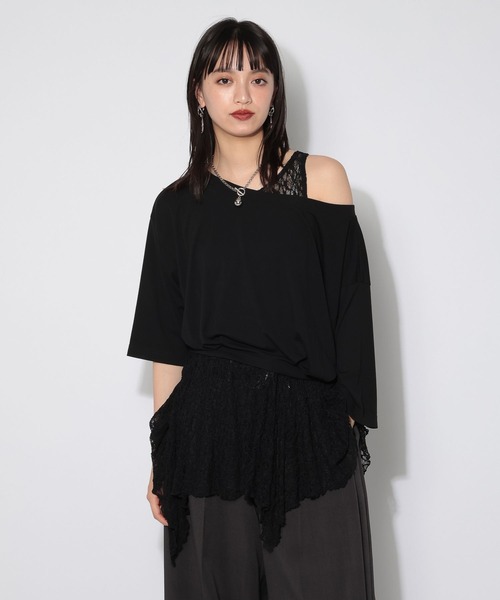 PAGEBOY(ページボーイ)の「【マルチWAYネック】ルーズネックショートタックT(Tシャツ/カットソー・レディース・グレー/オフホワイト/ブラック・FREE)」の5枚目の写真