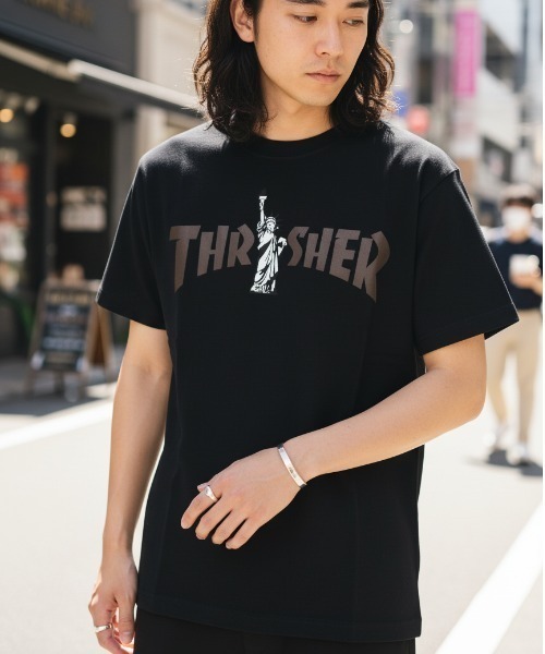 THRASHER(スラッシャー)の「LIBERTY LOGO S/S T-SHIRTS/THRASHER スラッシャー 半袖Tシャツ ロゴプリント ストリート スケーターユニセックス(Tシャツ/カットソー・メンズ・ホワイト/パープル/ブラック・X-LARGE/SMALL/MEDIUM/LARGE)」の9枚目の写真