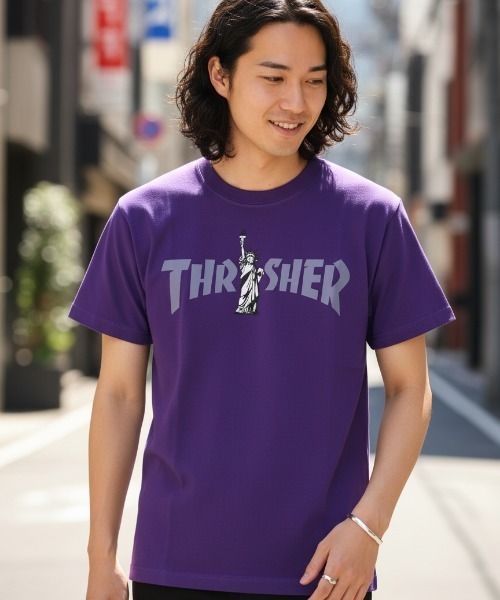 THRASHER(スラッシャー)の「LIBERTY LOGO S/S T-SHIRTS/THRASHER スラッシャー 半袖Tシャツ ロゴプリント ストリート スケーターユニセックス(Tシャツ/カットソー・メンズ・ホワイト/パープル/ブラック・X-LARGE/SMALL/MEDIUM/LARGE)」の12枚目の写真