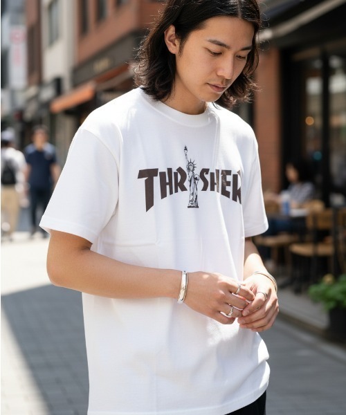 THRASHER(スラッシャー)の「LIBERTY LOGO S/S T-SHIRTS/THRASHER スラッシャー 半袖Tシャツ ロゴプリント ストリート スケーターユニセックス(Tシャツ/カットソー・メンズ・ホワイト/パープル/ブラック・X-LARGE/SMALL/MEDIUM/LARGE)」の6枚目の写真