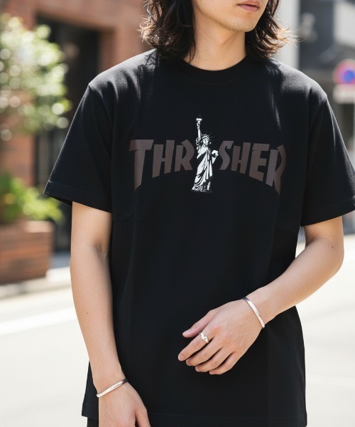 THRASHER(スラッシャー)の「LIBERTY LOGO S/S T-SHIRTS/THRASHER スラッシャー 半袖Tシャツ ロゴプリント ストリート スケーターユニセックス(Tシャツ/カットソー・メンズ・ホワイト/パープル/ブラック・X-LARGE/SMALL/MEDIUM/LARGE)」の8枚目の写真