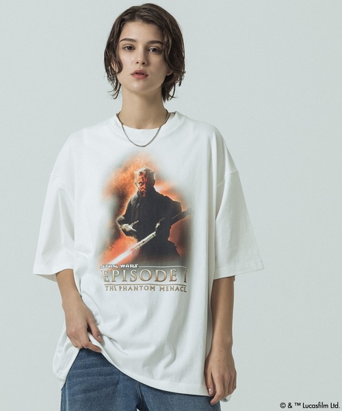 SLICK(スリック)の「【SLICK/スリック】SLICK / STAR WARS / Printed T-shirt 03/スターウォーズ / パウダー加工プリントTシャツ /オーバーサイズ シルエット/ ビンテージ / ディズニー(Tシャツ/カットソー・メンズ・ホワイト/ブラック・3/2/1)」の1枚目の写真