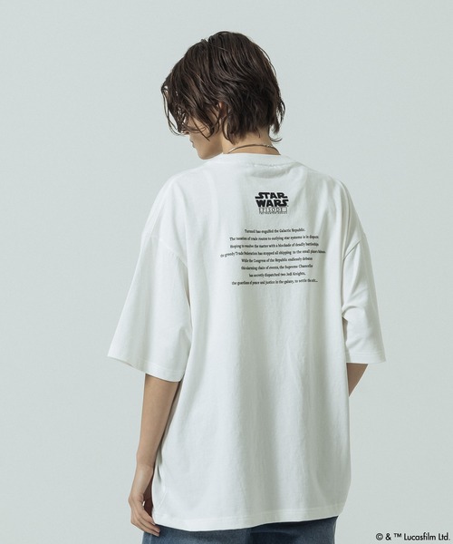 SLICK(スリック)の「【SLICK/スリック】SLICK / STAR WARS / Printed T-shirt 03/スターウォーズ / パウダー加工プリントTシャツ /オーバーサイズ シルエット/ ビンテージ / ディズニー(Tシャツ/カットソー・メンズ・ホワイト/ブラック・3/2/1)」の4枚目の写真