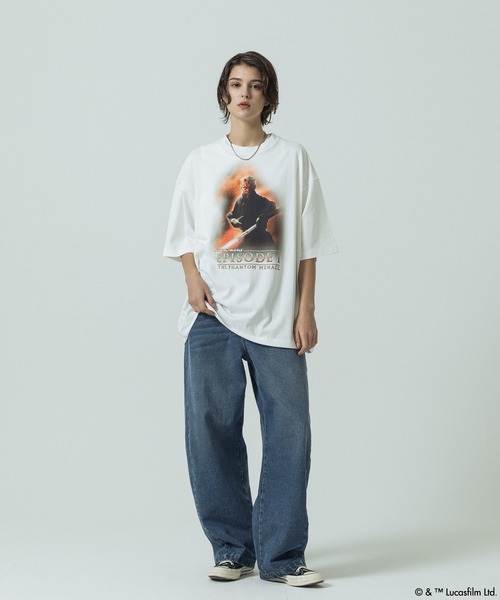SLICK(スリック)の「【SLICK/スリック】SLICK / STAR WARS / Printed T-shirt 03/スターウォーズ / パウダー加工プリントTシャツ /オーバーサイズ シルエット/ ビンテージ / ディズニー(Tシャツ/カットソー・メンズ・ホワイト/ブラック・3/2/1)」の5枚目の写真