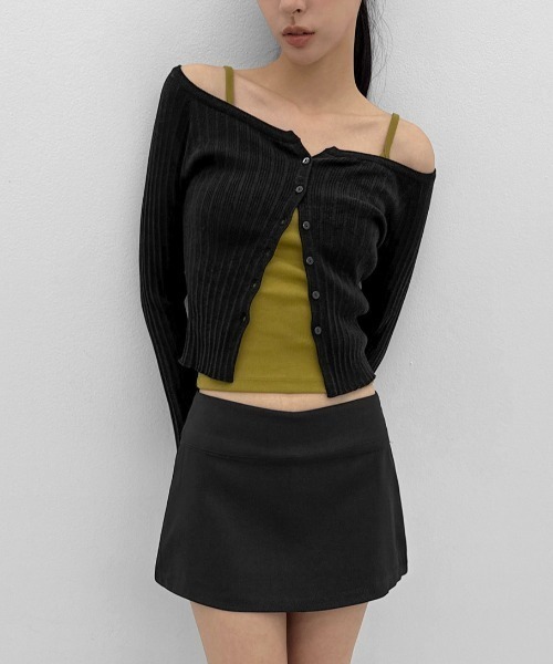 BLACKUP（ブラックアップ）の「[MADE] モモリリブワイドUネックニットカーディガン（カーディガン/ボレロ・レディース・ブラック/アイボリー・FREE）」の18枚目の写真