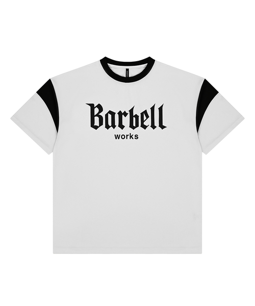 BARBELLWORKS(バーベルワークス)の「配色メッシュオーバーサイズTシャツ(Tシャツ/カットソー・メンズ・ホワイト/ブラック・X-LARGE/LARGE/MEDIUM)」の2枚目の写真