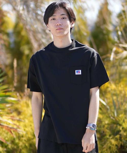 Russell Athletic（ラッセルアスレティック）の「【ムラサキスポーツ限定】RUSSELL ATHLETIC/ラッセルアスレチック 半袖 Tシャツ ポケT ロゴ バックプリント UVカット 吸水速乾 ユニセックス 505261-003（Tシャツ/カットソー・メンズ・ブラック/ホワイト・XL/L/M）」の9枚目の写真