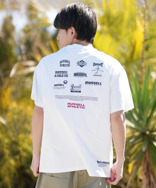 Russell Athletic（ラッセルアスレティック）の「【ムラサキスポーツ限定】RUSSELL ATHLETIC/ラッセルアスレチック 半袖 Tシャツ ポケT ロゴ バックプリント UVカット 吸水速乾 ユニセックス 505261-003（Tシャツ/カットソー・メンズ・ブラック/ホワイト・XL/L/M）」の4枚目の写真