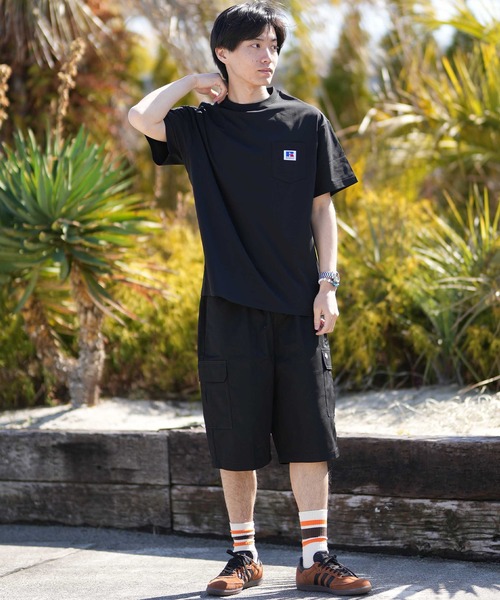 Russell Athletic（ラッセルアスレティック）の「【ムラサキスポーツ限定】RUSSELL ATHLETIC/ラッセルアスレチック 半袖 Tシャツ ポケT ロゴ バックプリント UVカット 吸水速乾 ユニセックス 505261-003（Tシャツ/カットソー・メンズ・ブラック/ホワイト・XL/L/M）」の11枚目の写真