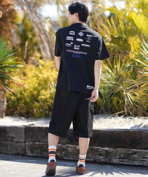 Russell Athletic（ラッセルアスレティック）の「【ムラサキスポーツ限定】RUSSELL ATHLETIC/ラッセルアスレチック 半袖 Tシャツ ポケT ロゴ バックプリント UVカット 吸水速乾 ユニセックス 505261-003（Tシャツ/カットソー・メンズ・ブラック/ホワイト・XL/L/M）」の12枚目の写真