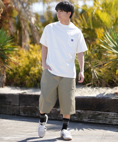 Russell Athletic（ラッセルアスレティック）の「【ムラサキスポーツ限定】RUSSELL ATHLETIC/ラッセルアスレチック 半袖 Tシャツ ポケT ロゴ バックプリント UVカット 吸水速乾 ユニセックス 505261-003（Tシャツ/カットソー・メンズ・ブラック/ホワイト・XL/L/M）」の5枚目の写真