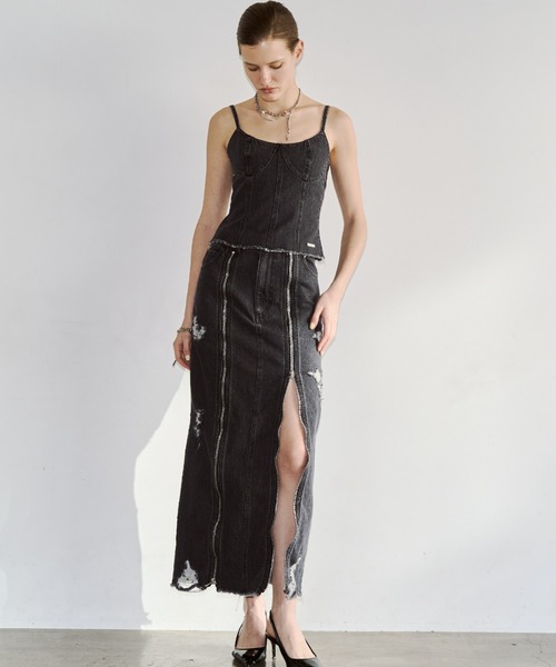 JOSE MOON(ジョゼムーン)の「DENIM BUSTIER/デニムビスチェ(チューブトップ・レディース・ブラック/ブルー・36/38)」の13枚目の写真