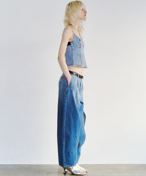 JOSE MOON(ジョゼムーン)の「DENIM BUSTIER/デニムビスチェ(チューブトップ・レディース・ブラック/ブルー・36/38)」の4枚目の写真