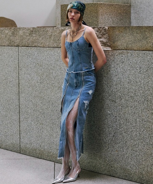 JOSE MOON(ジョゼムーン)の「DENIM BUSTIER/デニムビスチェ(チューブトップ・レディース・ブラック/ブルー・36/38)」の6枚目の写真