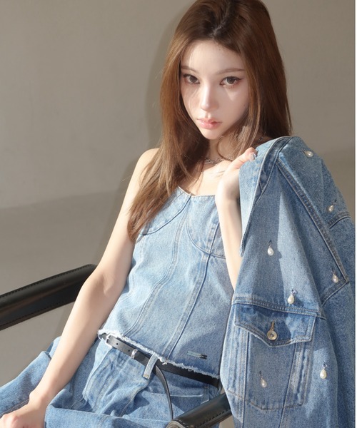 セール】DENIM BUSTIER/デニムビスチェ（チューブトップ）｜JOSE MOON