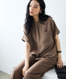 CROSS FUNCTION（クロスファンクション）の「《防シワ》サマナチュラリュクス ダブルポケットバンドカラーブラウス【CROSS FUNCTION/クロスファンクション】（シャツ/ブラウス）」