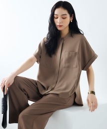 CROSS FUNCTION（クロスファンクション）の「《防シワ》サマナチュラリュクス ダブルポケットバンドカラーブラウス【CROSS FUNCTION/クロスファンクション】（シャツ/ブラウス）」