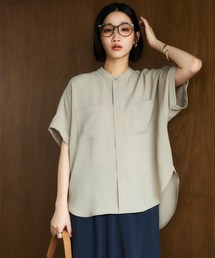 CROSS FUNCTION（クロスファンクション）の「《防シワ》サマナチュラリュクス ダブルポケットバンドカラーブラウス【CROSS FUNCTION/クロスファンクション】（シャツ/ブラウス）」