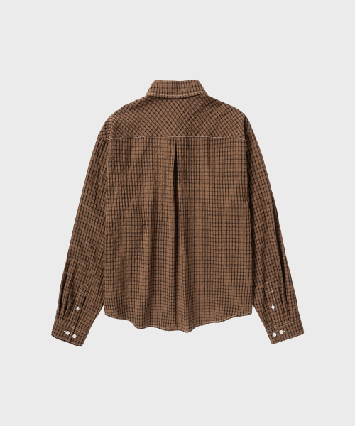 NONBLANK（ノンブランク）の「ウィンドウチェッククロップボタンダウンLSシャツ_TAN（シャツ/ブラウス・メンズ・ブラウン・MEDIUM/LARGE/X-LARGE/SMALL）」の2枚目の写真