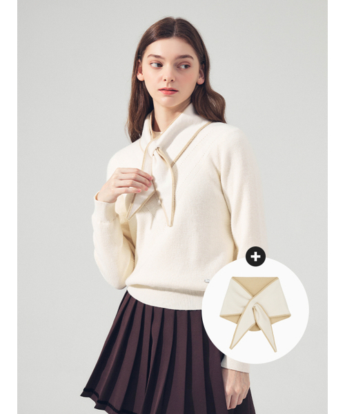 LORDLOAR(ロードロアル)の「マフラー プルオーバー 防風ニット アイボリー(ニット/セーター・レディース・その他・SMALL/MEDIUM/LARGE)」の1枚目の写真