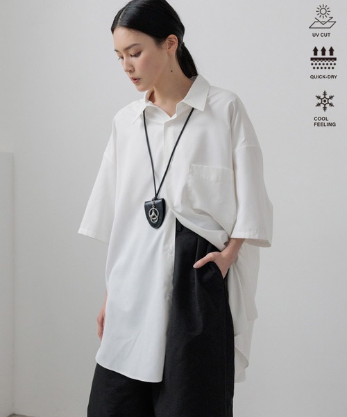 LOWRYS FARM(ローリーズファーム)の「【LFM(U)】ワイドレギュラーシャツSS/接触冷感・UVカット・クイックドライ 658966(シャツ/ブラウス・メンズ・ホワイト/ブルー/ブルー系その他/ベージュ系その他・MEDIUM/LARGE)」の2枚目の写真