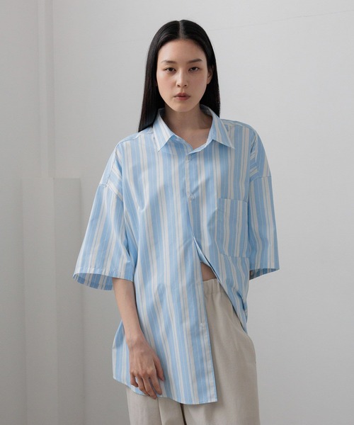 LOWRYS FARM(ローリーズファーム)の「【LFM(U)】ワイドレギュラーシャツSS/接触冷感・UVカット・クイックドライ 658966(シャツ/ブラウス・メンズ・ホワイト/ブルー/ブルー系その他/ベージュ系その他・MEDIUM/LARGE)」の15枚目の写真