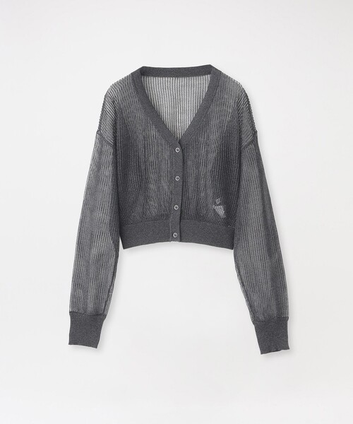 LOVELESS（ラブレス）の「メッシュニットカーディガン（カーディガン/ボレロ・レディース・ブルー系その他2/オフホワイト/イエロー系その他/ピンク系その他2/チャコールグレー・36）」の2枚目の写真