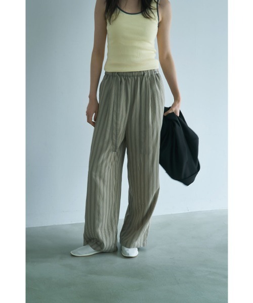 marjour（マージュール）の「PAJAMA LOOK STRIPE PANTS（その他パンツ・レディース・グリーン/オフホワイト・M）」の2枚目の写真