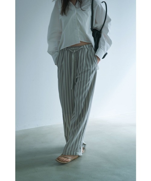marjour（マージュール）の「PAJAMA LOOK STRIPE PANTS（その他パンツ・レディース・グリーン/オフホワイト・M）」の6枚目の写真