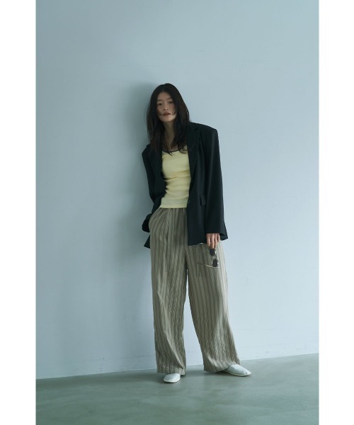 marjour（マージュール）の「PAJAMA LOOK STRIPE PANTS（その他パンツ・レディース・グリーン/オフホワイト・M）」の19枚目の写真