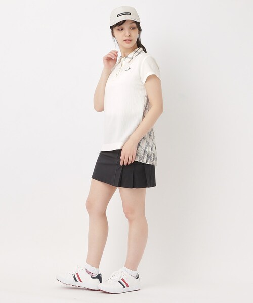 adabat(アダバット)の「【UVケア】バックシアー半袖ポロシャツ(ポロシャツ・レディース・ブラック/ホワイト系・42/40/38)」の6枚目の写真