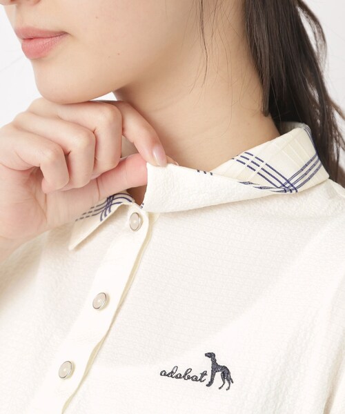 adabat(アダバット)の「【UVケア】バックシアー半袖ポロシャツ(ポロシャツ・レディース・ブラック/ホワイト系・42/40/38)」の18枚目の写真