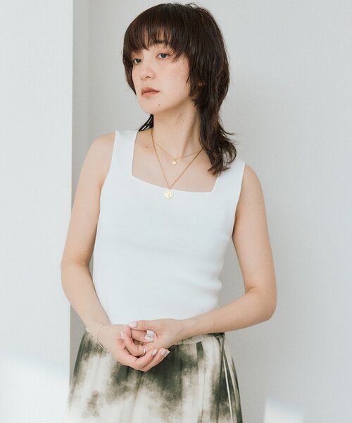 RIVE DROITE(リヴドロワ)の「【接触冷感】クールタッチ2wayニットタンクトップ(ニット/セーター・レディース・オフホワイト/ブラック/ダークブラウン・FREE)」の5枚目の写真