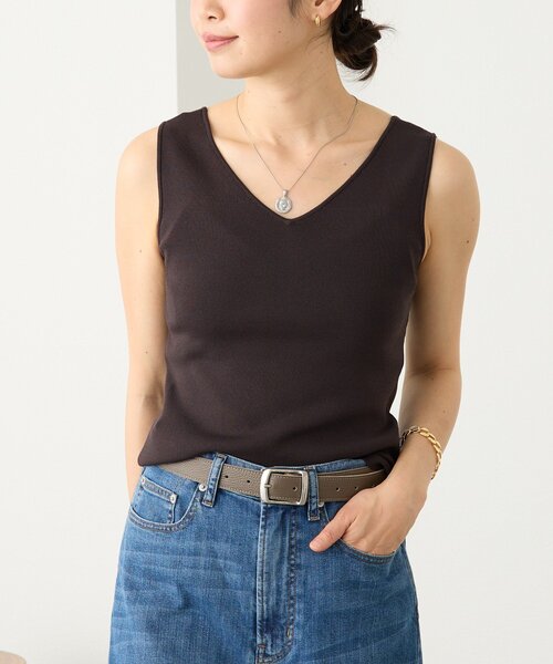 RIVE DROITE(リヴドロワ)の「【接触冷感】クールタッチ2wayニットタンクトップ(ニット/セーター・レディース・オフホワイト/ブラック/ダークブラウン・FREE)」の20枚目の写真