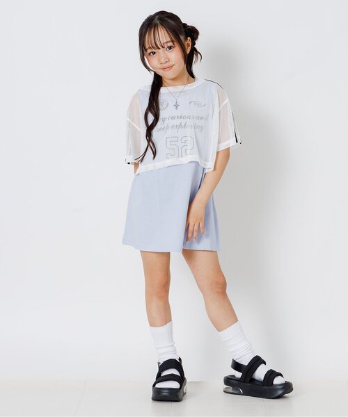 algy（アルジー）の「メッシュ半袖Tシャツ&ミニワンピ セット（ワンピース・キッズ・ブラック/サックスブルー・130/140/150/160）」の3枚目の写真