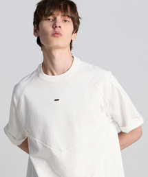 切り替えメタル半袖Tシャツホワイト