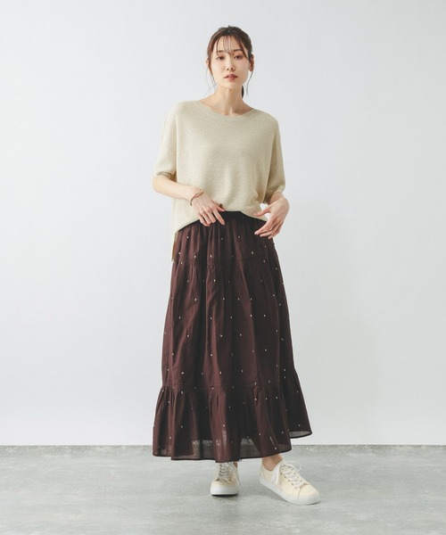 GLOBAL WORK（グローバルワーク）の「サラサラDRYドルマンプルオーバー/655859（ニット/セーター・レディース・ブラウン系/グレー系/オレンジ系・MEDIUM/LARGE）」の4枚目の写真