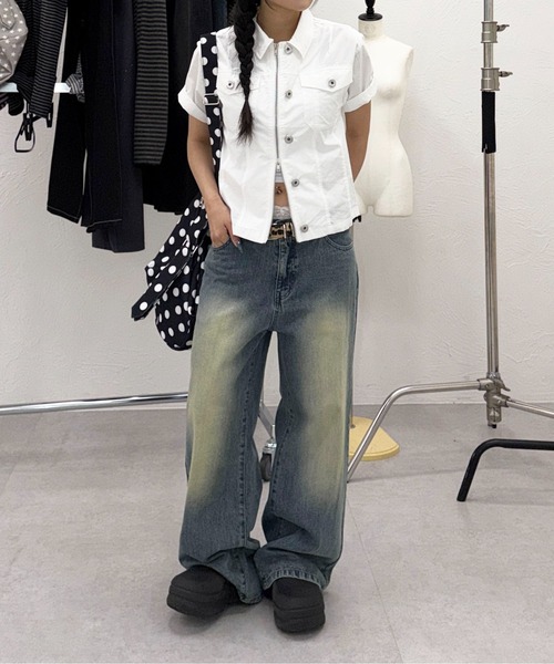 sedacle(セダクル)の「配色刺繍ストレートスラブデニム(デニムパンツ・レディース・ブラック/インディゴブルー/ライトインディゴブルー/ブラック系その他・SMALL/LARGE/MEDIUM)」の12枚目の写真