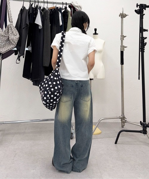 sedacle(セダクル)の「配色刺繍ストレートスラブデニム(デニムパンツ・レディース・ブラック/インディゴブルー/ライトインディゴブルー/ブラック系その他・SMALL/LARGE/MEDIUM)」の14枚目の写真