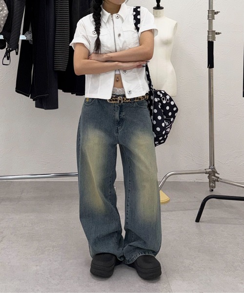 sedacle(セダクル)の「配色刺繍ストレートスラブデニム(デニムパンツ・レディース・ブラック/インディゴブルー/ライトインディゴブルー/ブラック系その他・SMALL/LARGE/MEDIUM)」の10枚目の写真