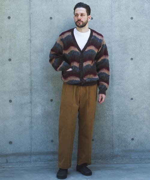 MR.OLIVE(ミスターオリーブ)の「WAVE BORDER MOHAIR / HERITAGE CARDIGAN /M263123(カーディガン/ボレロ・メンズ・ブラウン/グリーン・LARGE/MEDIUM)」の3枚目の写真