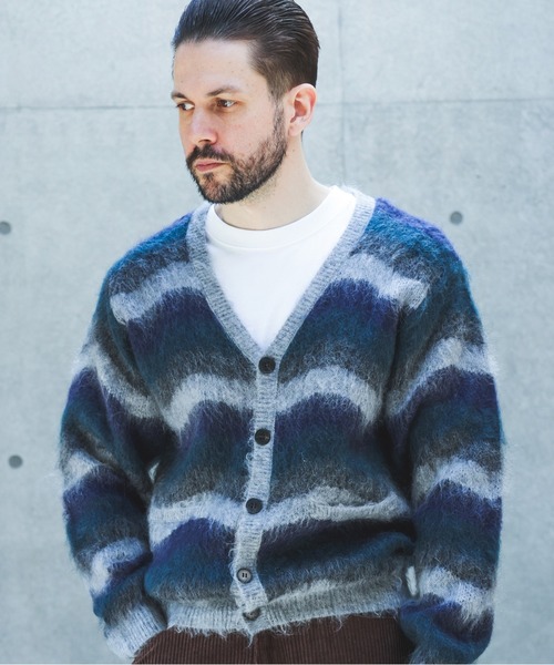 MR.OLIVE(ミスターオリーブ)の「WAVE BORDER MOHAIR / HERITAGE CARDIGAN /M263123(カーディガン/ボレロ・メンズ・ブラウン/グリーン・LARGE/MEDIUM)」の7枚目の写真
