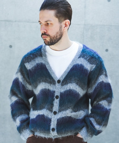 MR.OLIVE(ミスターオリーブ)の「WAVE BORDER MOHAIR / HERITAGE CARDIGAN /M263123(カーディガン/ボレロ・メンズ・ブラウン/グリーン・LARGE/MEDIUM)」の8枚目の写真