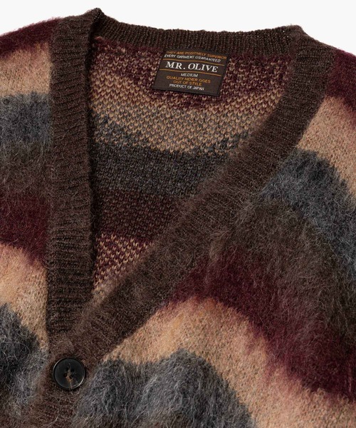 MR.OLIVE(ミスターオリーブ)の「WAVE BORDER MOHAIR / HERITAGE CARDIGAN /M263123(カーディガン/ボレロ・メンズ・ブラウン/グリーン・LARGE/MEDIUM)」の12枚目の写真