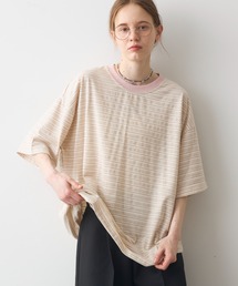 Crisp | half sleeve over border T / ハーフスリーブオーバーボーダーT(Tシャツ/カットソー)