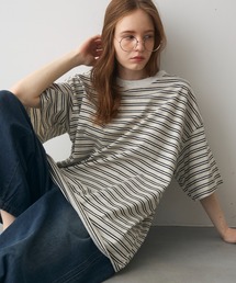 Crisp | half sleeve over border T / ハーフスリーブオーバーボーダーT(Tシャツ/カットソー)
