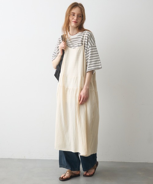 Crisp（クリスプ）の「half sleeve over border T / ハーフスリーブオーバーボーダーT（Tシャツ/カットソー・レディース・ブラック/ピンク・FREE）」の15枚目の写真